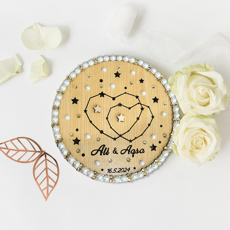 Pearl Galaxy Wooden Engagement Ring Tray