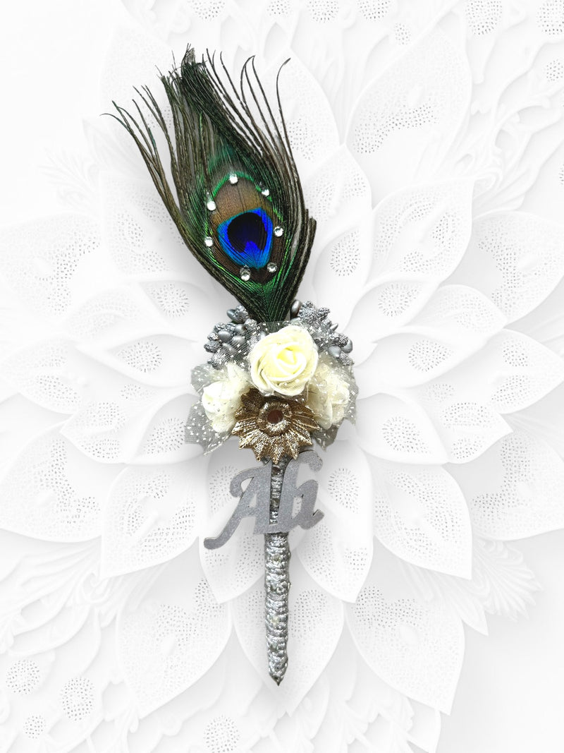 Silver Peacock Feather 