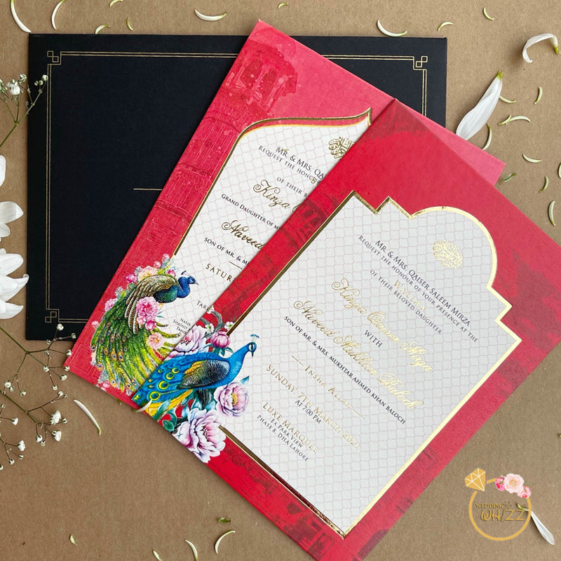 Black Envelope with Moroccan foil printed pattern Invite