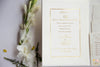 Embossed white Patterned with Gold Foil Names Invite