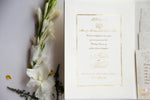 Embossed white Patterned with Gold Foil Names Invite