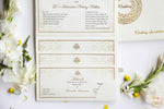 Gold Foil Spiral White Booklet Wedding Invite