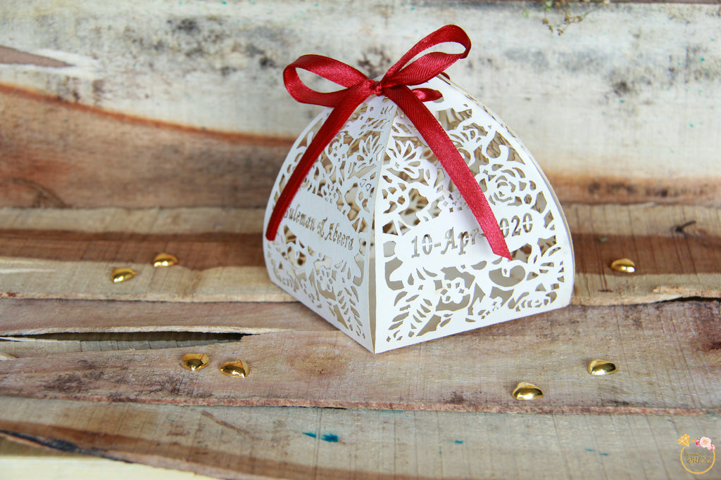 Lasercut White Pyramid Box