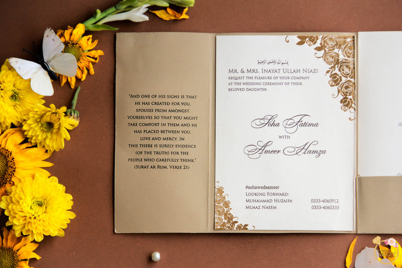 Luxury Gold Tri Fold Foil Printed Invite