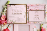 Pink Base with Flower Border and Plain Envelope