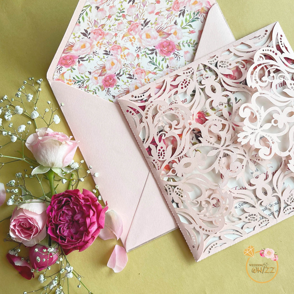 Pink Lasercut Invite - with Digital Invite and Envelope