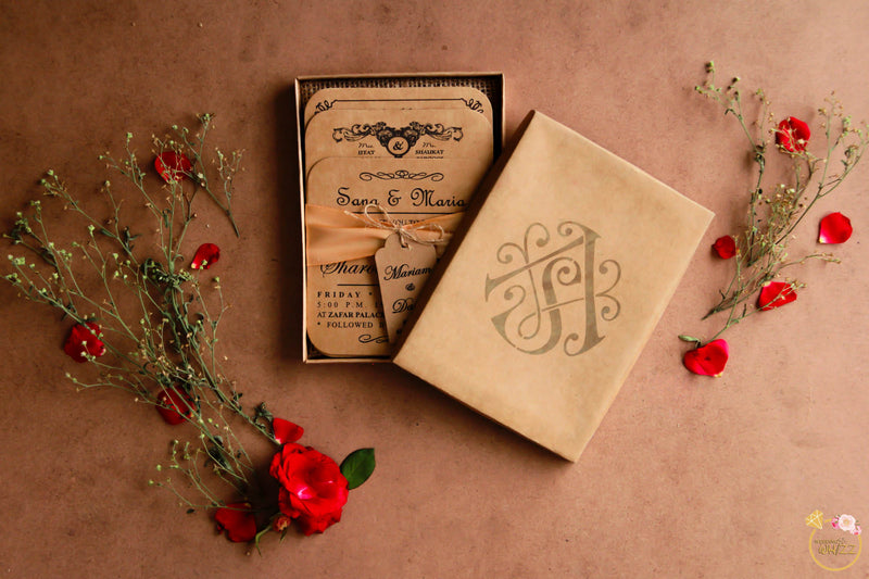 Vintage Brown Paper Jute Boxed Invite