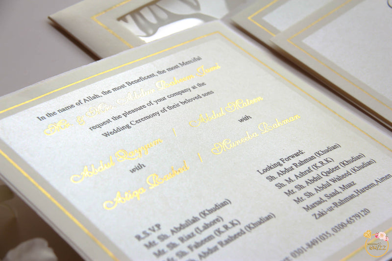 White Base with Foil Motif Booklet Invite