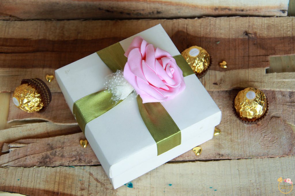 White Engagement Floral Favor Box